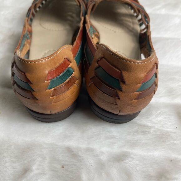 SoftsSpots leather multi color woven slip on sandals size 12M - Picture 6 of 9